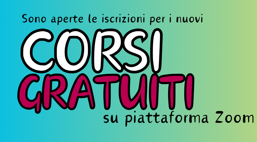 locandina di oasi formazione con scritto: sono aperte le iscrizioni per i nuovi CORSI GRATUITI su piattaforma zoom