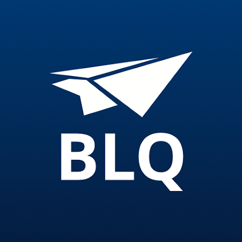 icona app airport bologna sfondo blu icona bianca 