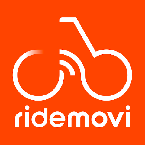 ridemovi app icona arancione e bici bianca