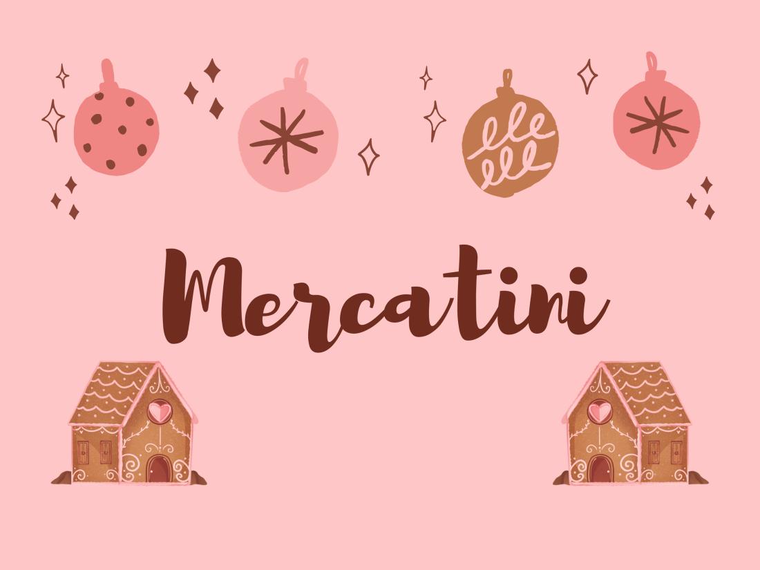 Immagine mercatini con casette tematiche di pan di zenzero e palline di natale