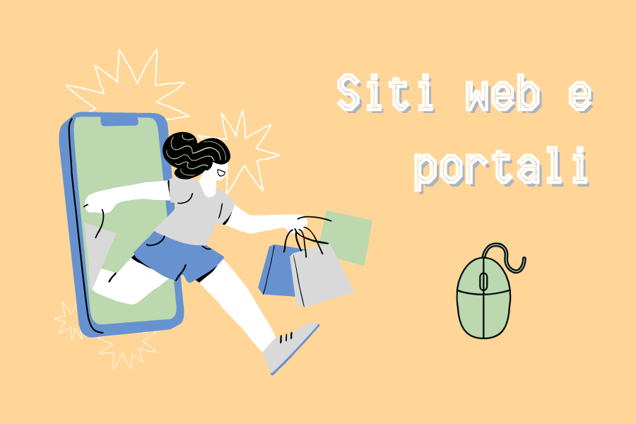 Persona che esce da uno schermo con sporte di libri
